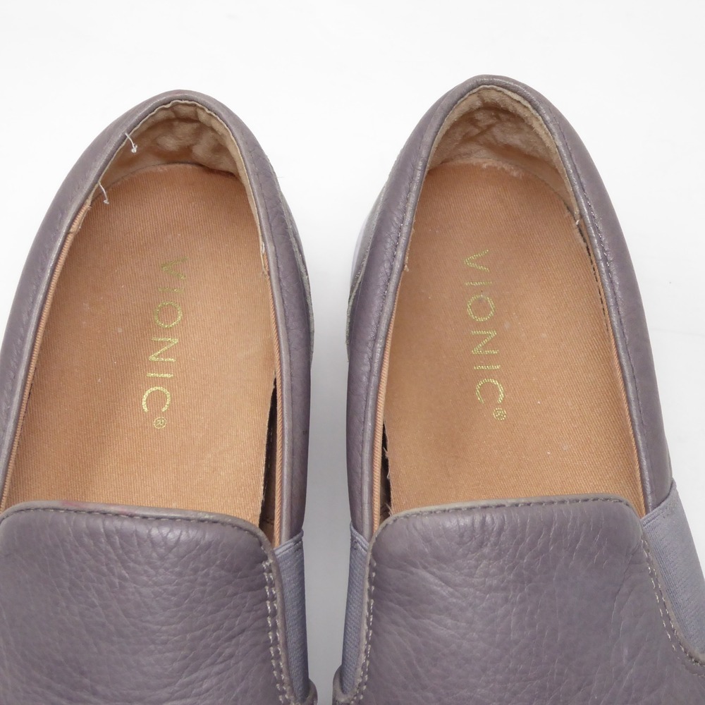 Vionic Women Slip On Sneakers Shoes Gray Leather Demetra Orthotic Size 9 - Picture 7 of 9